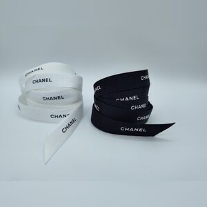 CHANEL Black & White Ribbon Lot Over 2 Yards Each Luxury Boutique Packaging NEW